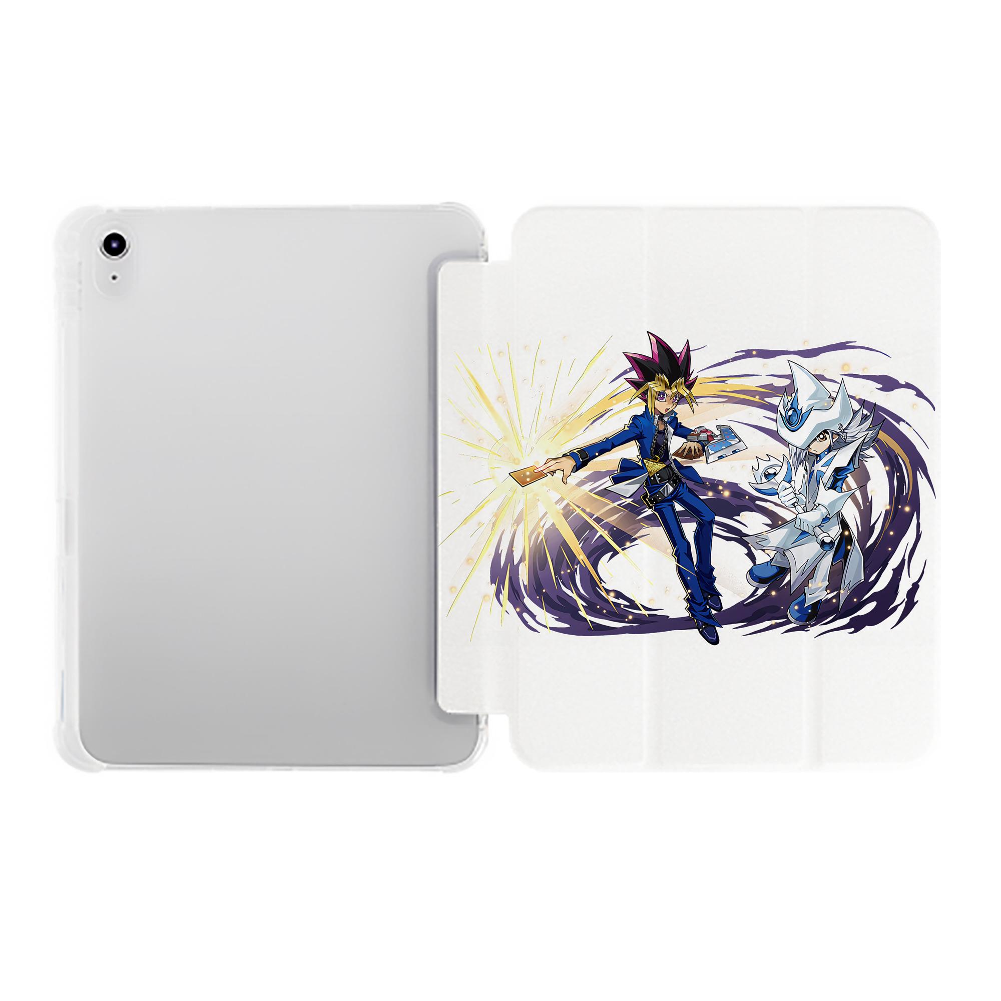 （画像用） 遊☆戯☆王 Yu-Gi-Oh! IPad ケース ペン収納付き 三つ折りスタンド PUレザー×シリコン 対応機種9.5/10.5/10.9インチ